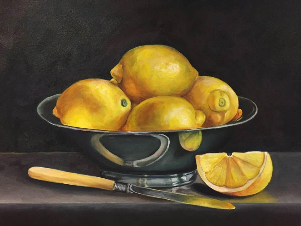 Lemons in a bowl, 45 x 60cm