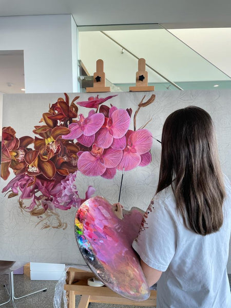 How I created my most recent large scale flower painting