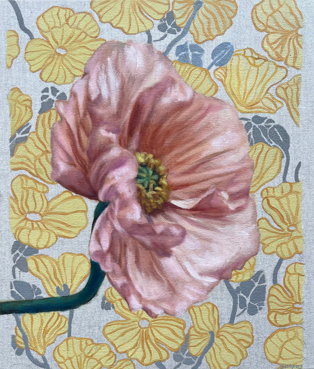 Poppy & Wallpaper, 35 x 30cm