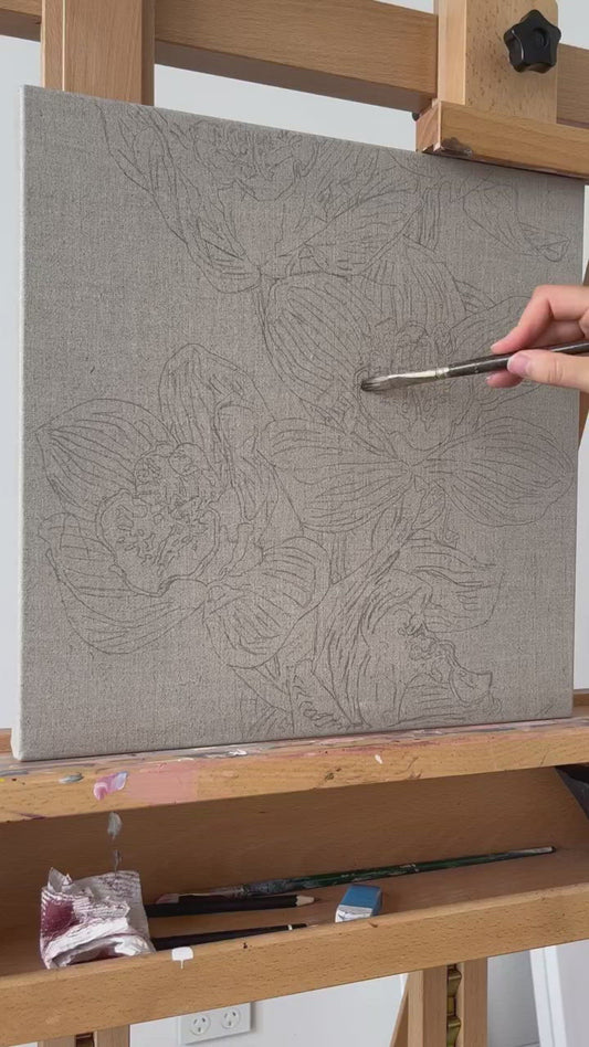 Orange Cymbidium 38 x 38cm