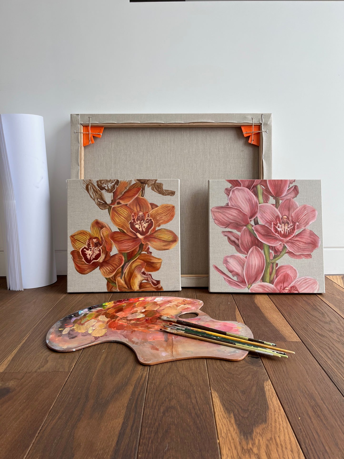 Orange Cymbidium 38 x 38cm